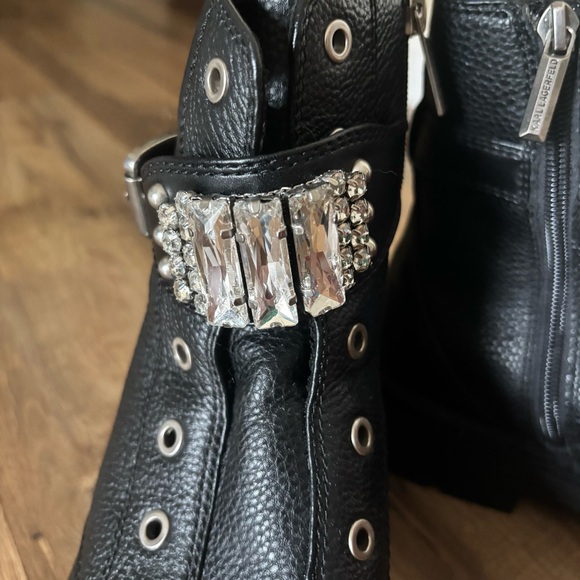 Karl Lagerfeld Black Rhinestone Boots - Picture 3 of 5